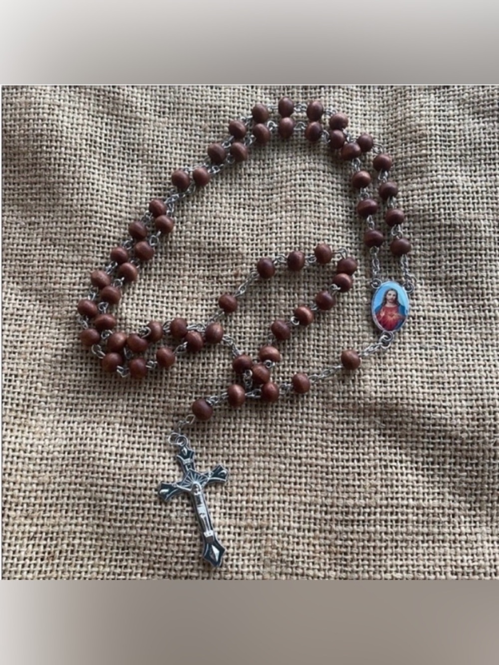Sacred Heart rosary Catholic church New Box Case Wooden Crafted God Jesus Wood